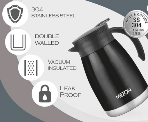 Milton Bistro 800 Thermosteel Carafe, 780 ml, Black - Image 4